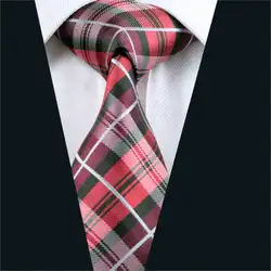 Dh-376 Для мужчин S шелковый галстук красный плед галстук шелк жаккард Галстуки для Для мужчин Бизнес Свадебная нарядная одежда, Бесплатная