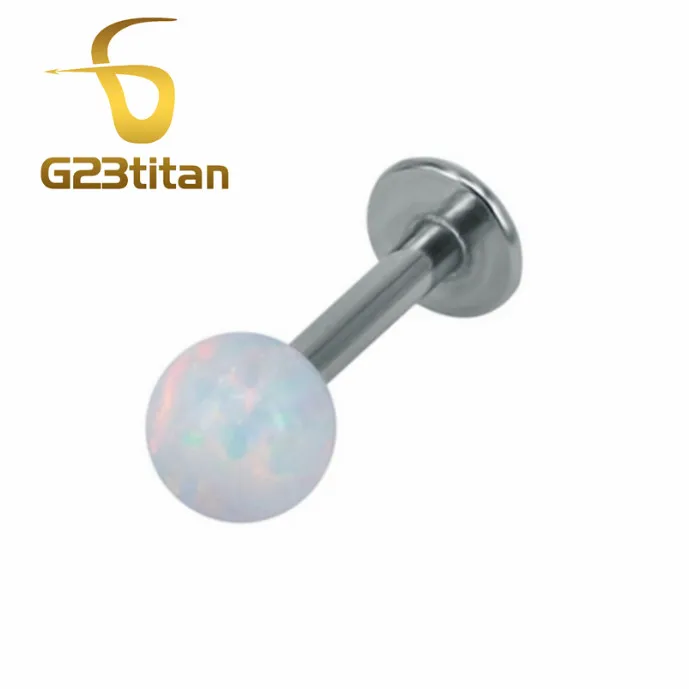 G23titan темно-синий опал Labret 1,2 мм Внутренние резьбовые лабреты титан с опалом Шпильки Для Пирсинга Ушей губ ювелирные изделия - Окраска металла: Aquamarine