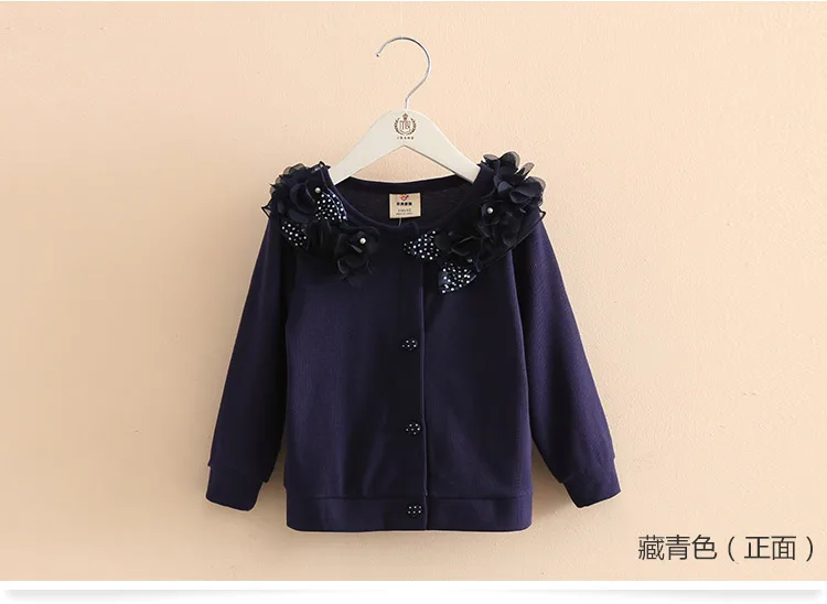 2018 Spring and Autumn Bow Decoration Baby Child Girl Lace Patchwork Pure White and Blue Long-Sleeve Cardigan Top Outerwear (8)