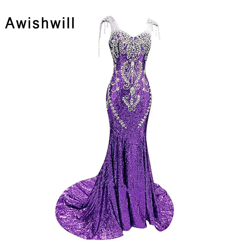 Real Picture New Cap Sleeve Sparkly Mermaid Evening Dresses Long Dubai Luxury Rhinestones Beads Sequin Prom Dress for Women 2019 Real Picture New Cap Sleeve Sparkly Mermaid Evening Dresses Long Dubai Luxury Rhinestones Beads Sequin Prom Dress for Women 2019