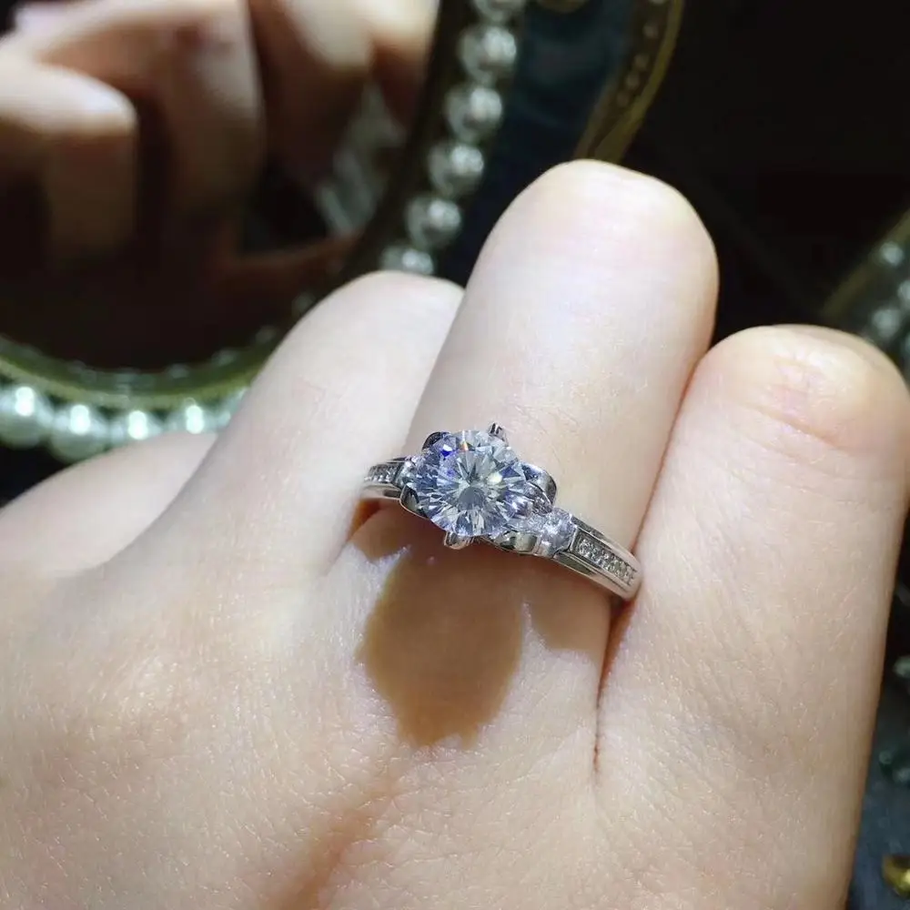 New Jewelry Qi Xuan_Fashion Jewelry_1 Carat Moissanite Simple Rings_S925 Solid Silver Woman Rings_Factory Directly Sales | Украшения и