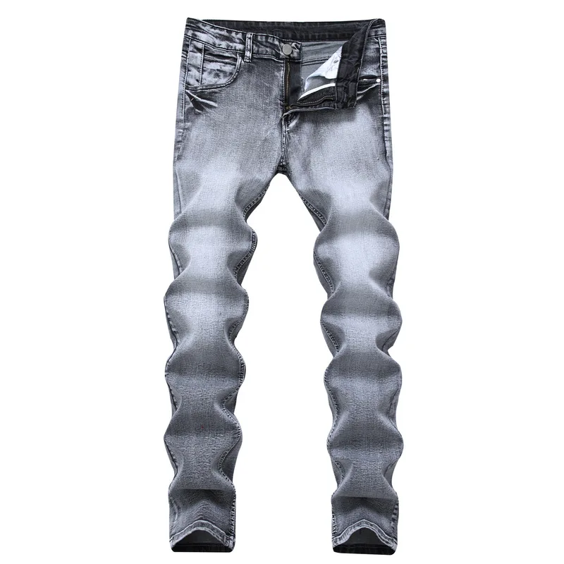 

2019 Men's Jeans Vintage Grey Slim Fit Straight Denim Jeans Male Casual Long Pants Retro Trousers Brand Biker Jeans Dsq Size 42