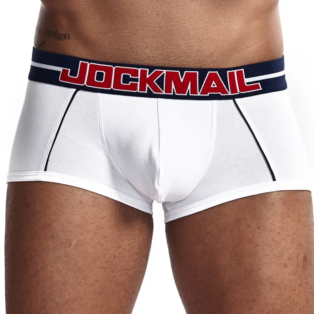 JOCKMAIL мужская одежда мужское нижнее белье; трусы-боксеры хлопок Cuecas Боксеры мужские боксерские шорты мужские Трусы calzoncillos слипы - Цвет: Белый