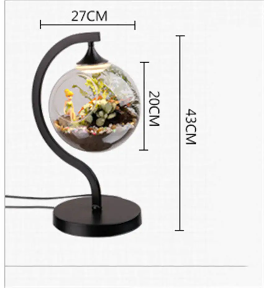 Настольная лампа в скандинавском стеклянном аквариуме для учебы, офиса, гостиной, домашнего декора, креативный Настольный светильник, современная светодиодная прикроватная лампа для спальни