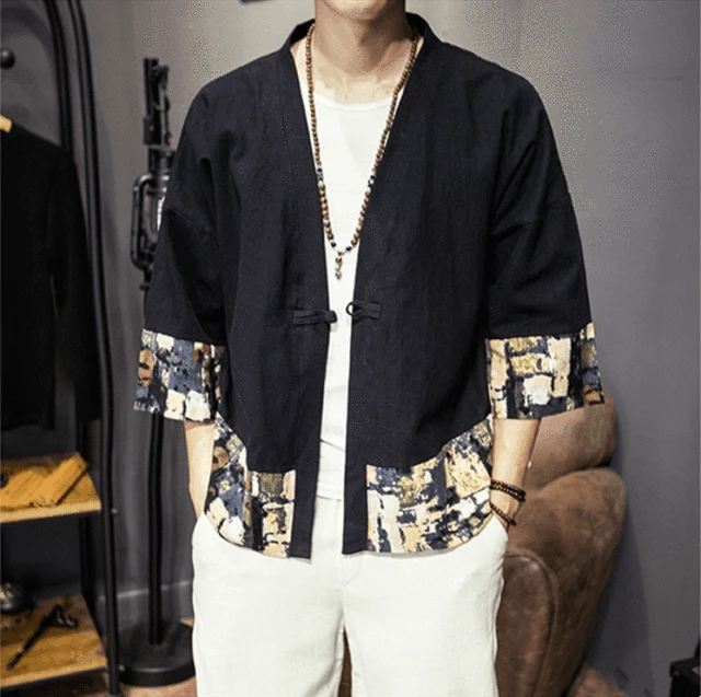 2019 summer mens high quality hiphop men's kimono coat male cardigan loose kimono jacket Cotton