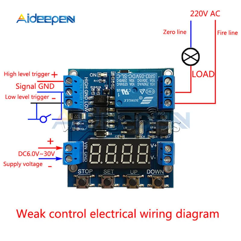 С источником питания от постоянного тока, 6 V-30 V 1 канал выдержкой времени триггерный релейный модуль Высокий Низкий триггер с синхронизации/счетчик/Напряжение обнаружения Функция Цепь выключателя