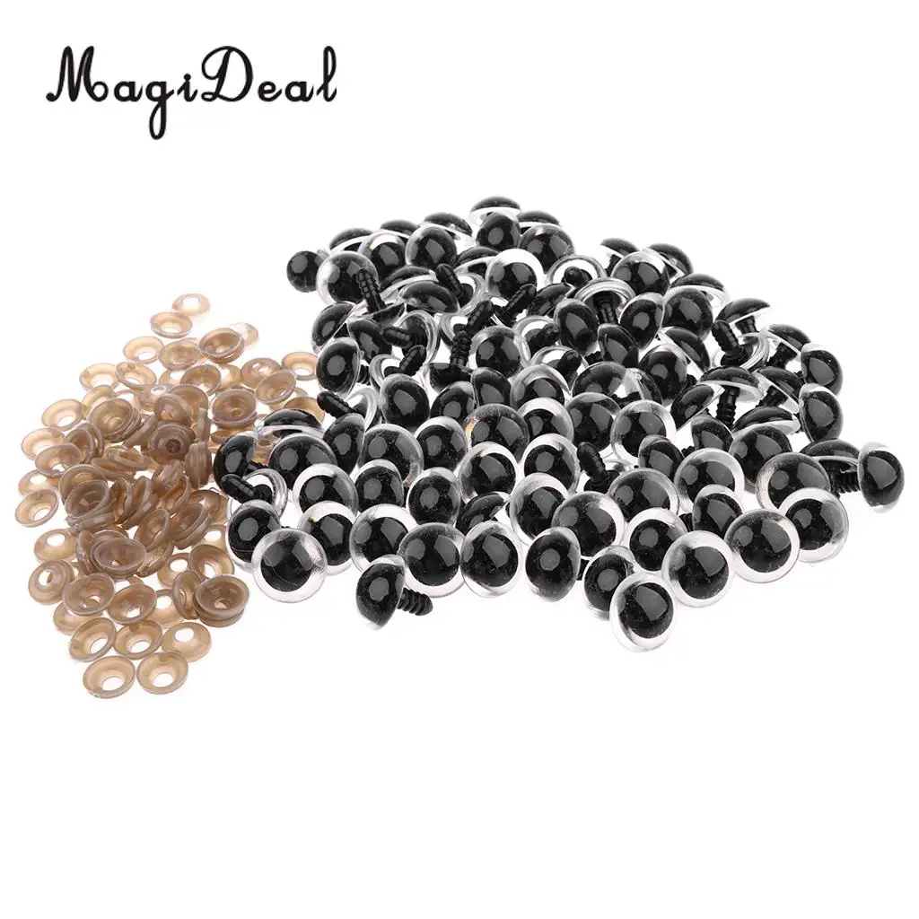 100x Plastic Clear Safety Eyes with BACKS for Bear Dog Animal DIY Doll Manufacture Craft Children Girls Toys