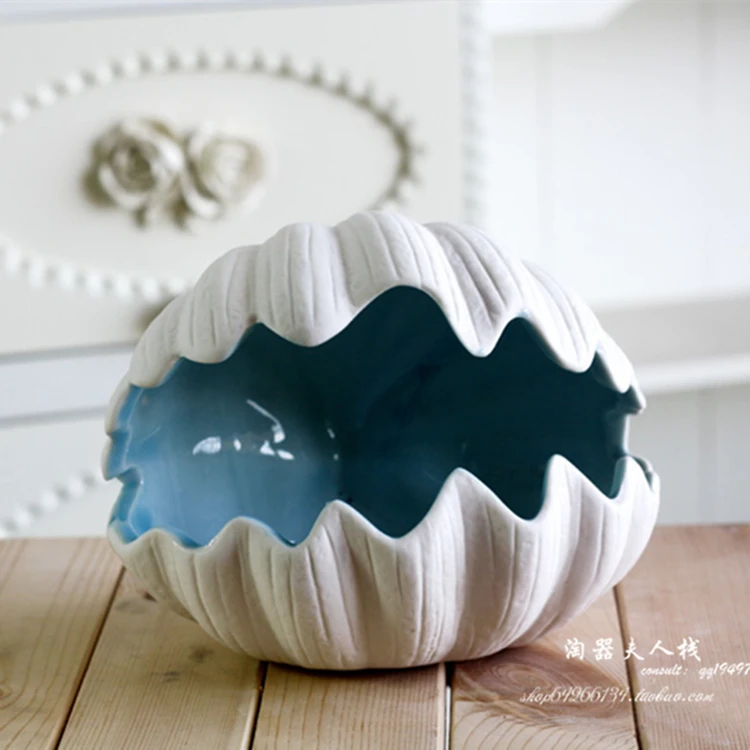 

Mediterranean Ceramic Starfish Shell Coral Ashtray Candy Jewelry Storage Plate Home Decor Porcelain Figurine Wedding Decoration