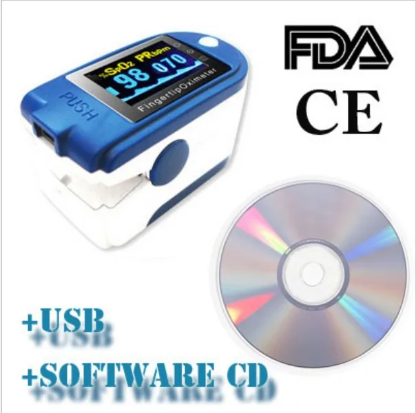 

CONTEC CE/FDA Fingertip Pulse Oximeter Spo2 Monitor +PC Software 24Hours,CMS50D+