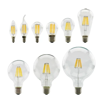 

LED Filament Bulb E27 Retro Edison Lamp 220V E14 Vintage Candle Light Globe Chandelier Lighting Energy Saving Glass Ball Bulb