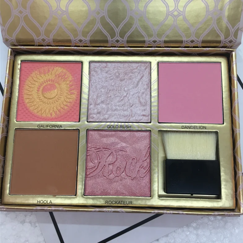 

Makeup Cosmetics 5 Color Blush With Brush Cheek Palette Red Blue Blusher free shipping choose your love