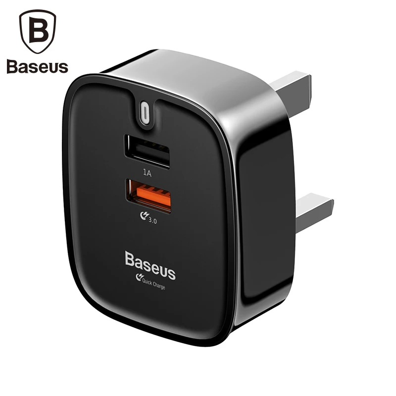 

Baseus 3A Dual USB Charger Quick Charge 3.0 Wall Charger UK Plug QC3.0 Fast Charging Charger For Samsung Tablet Mobile Phone