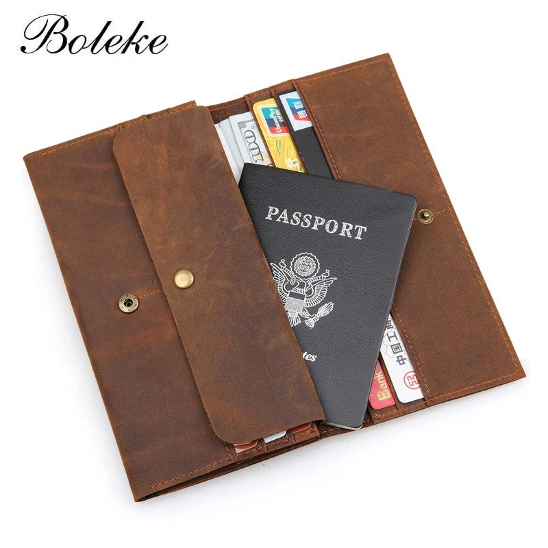 

Men Genuine Crazy Horse Leather Clutches Vintage Wallet Credit Card Holder Ticket Flight Carteira Masculina Handmade Handbag538