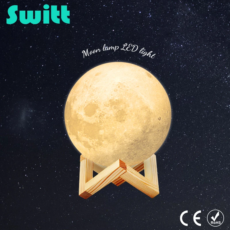 

Night Light 3D Moon Light Lamp 2 Color Change Touch Switch 15CM 18CM 20CM Desk Touch Creativity For Living Room Bedroom