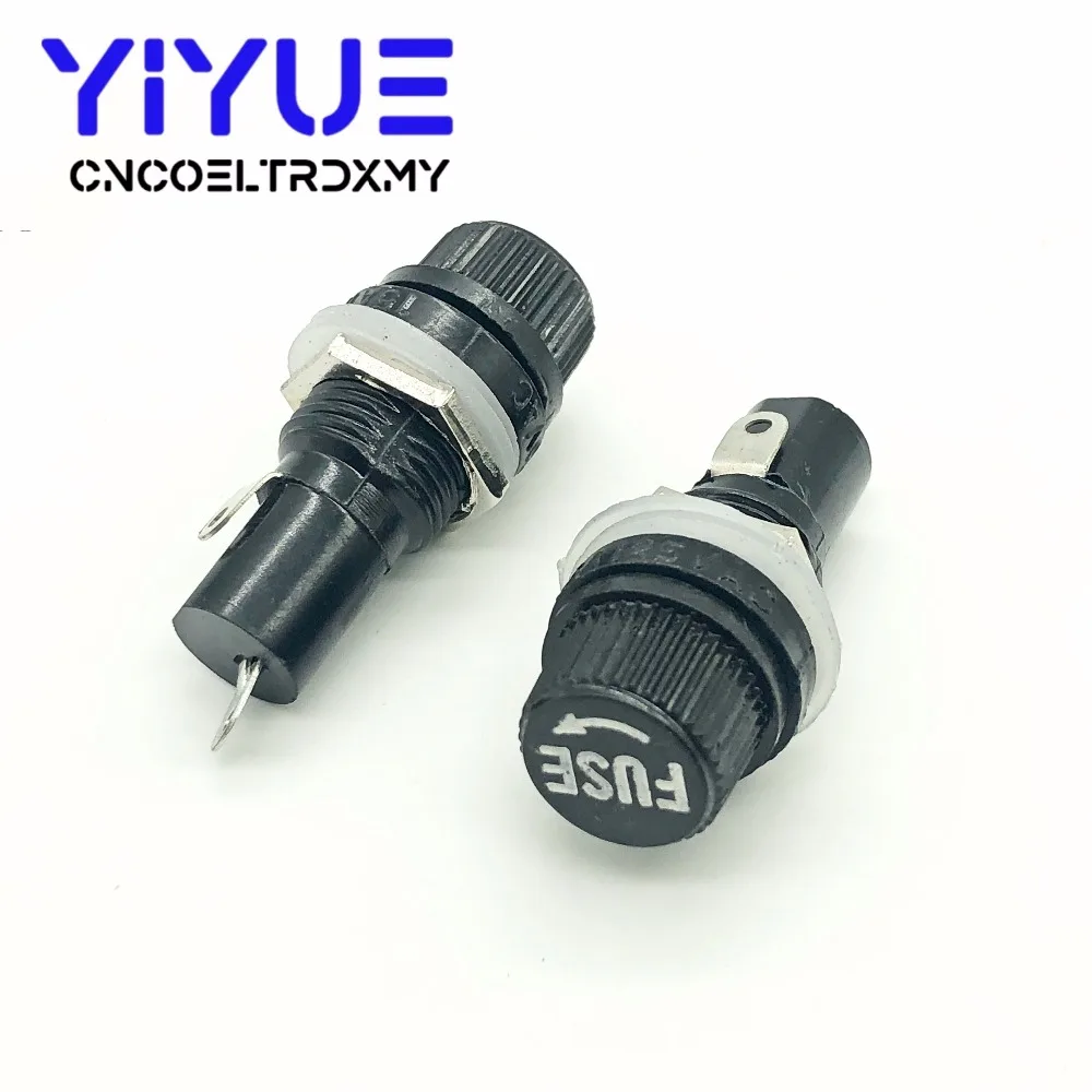 5pcslot 520mm glass fuse holders 5x20 black insurance tube socket fuse holder for 520 insurance Panel Mount Fuse Holder (3)