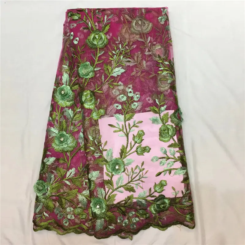 

Hot!Good quality women wedding dress lace fabric beautiful color pink fuchsia green african french textile lace fabric