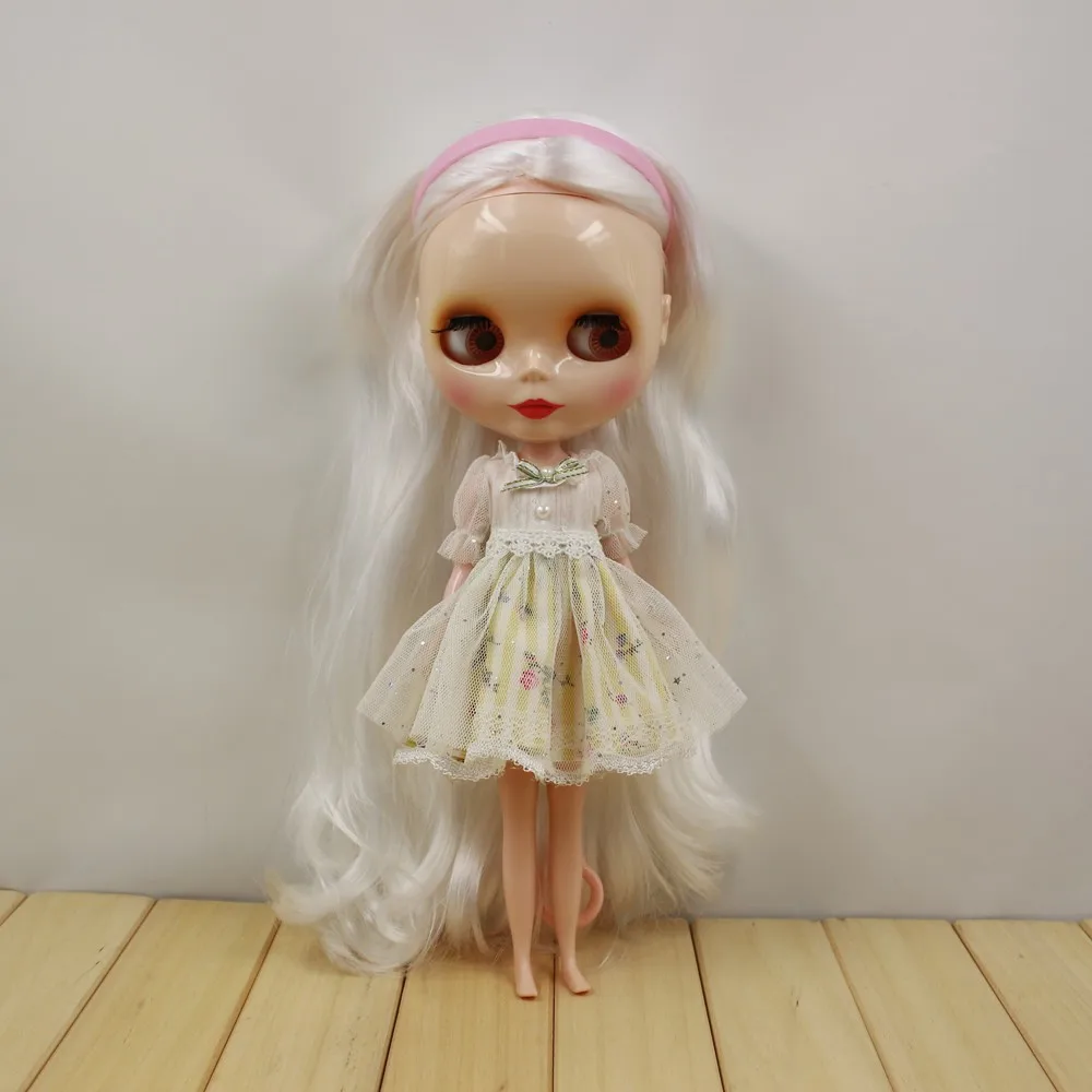

ICY Nude Blyth Doll Series No.300BL136 longest White hair without bangs Factory Blyth 1/6 BJD