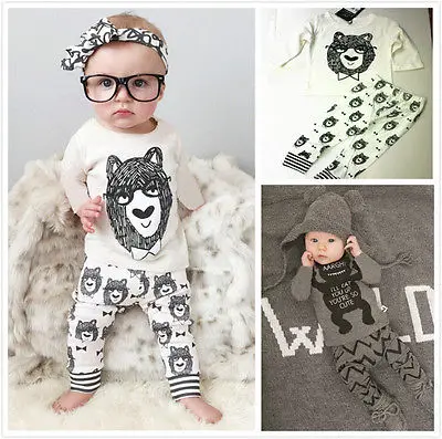 

2Pcs Baby Girl Boy Toddler Long Sleeve T-shirt +Pants Leggings Pajamas Sleepwear Outfits Set