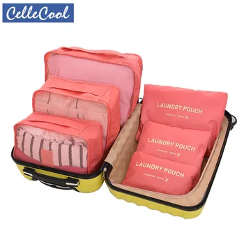 

CelleCool 6PCS/Set Oxford Cloth Travel Mesh Bag In Bag High Quality Luggage Organizer Packing Cube Organiser for Clothing