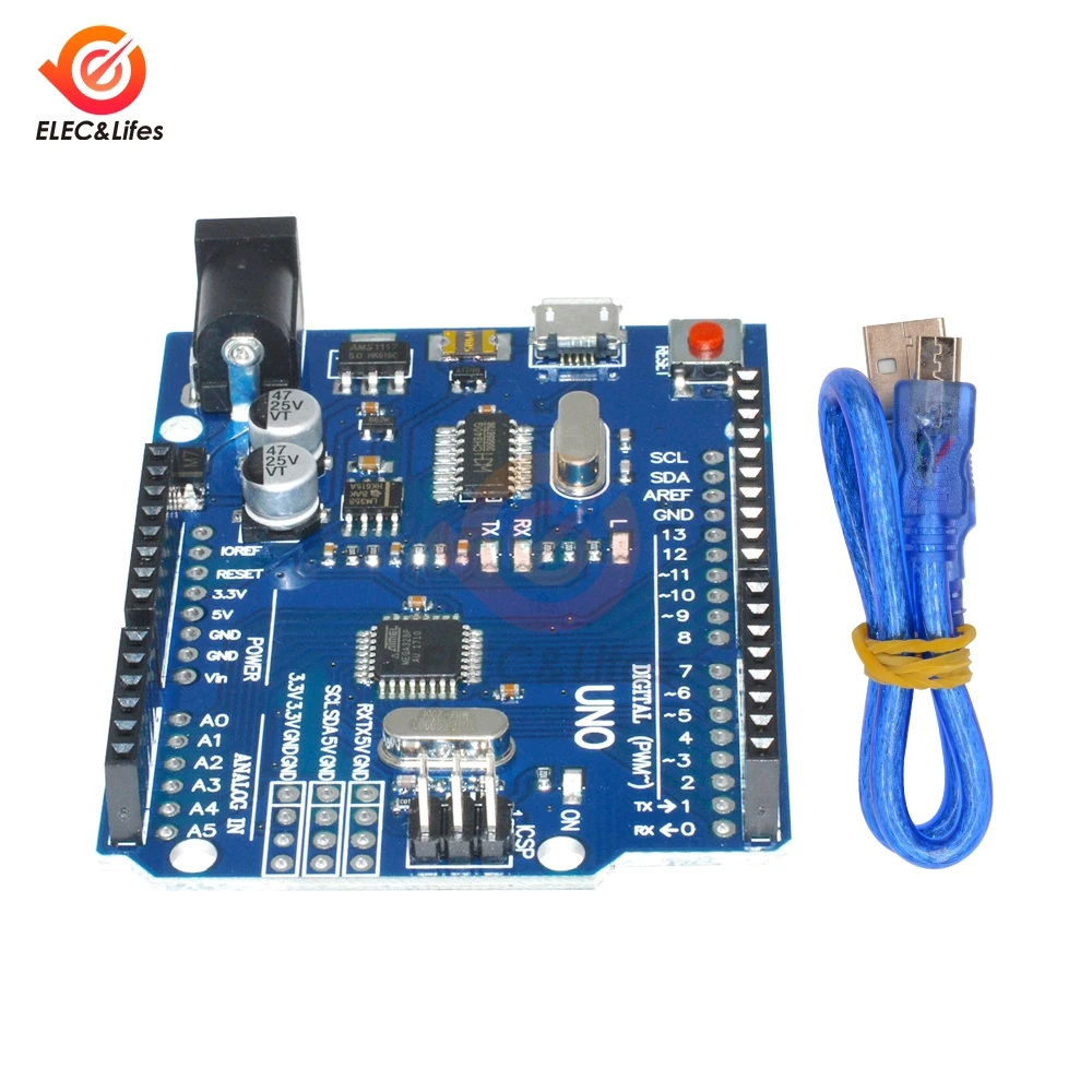 Микроконтроллер Micro USB UNO R3 ATmega328P CH340G CH340 ATMEGA328P-AU для Arduino UNO R3 DIY с usb-кабелем Замена ATmega16U2