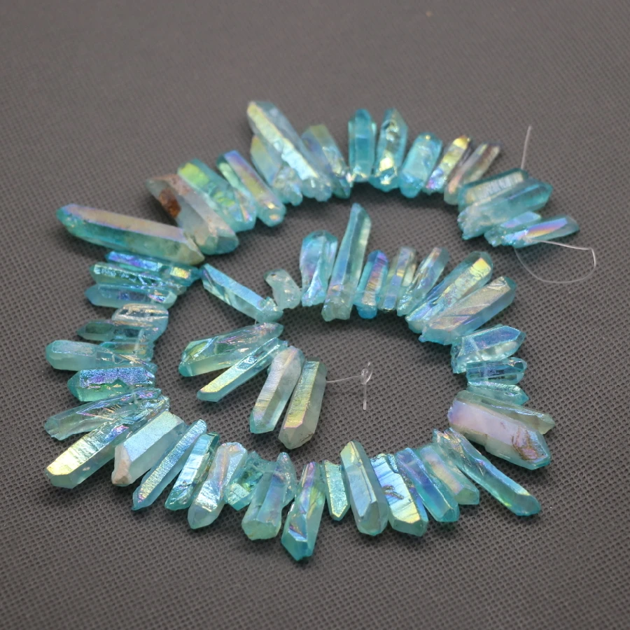 Aqua Crystal Titanium AB Healing Crystal Quartz Beads Top Drilled Point Pendant, Rock Quartz Crystal Women Fine Jewelry Making