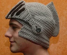 2016 Novelty New Roman Knight Helmet Caps Cool Handmade Knit Ski Warm Winter Hats Men Women