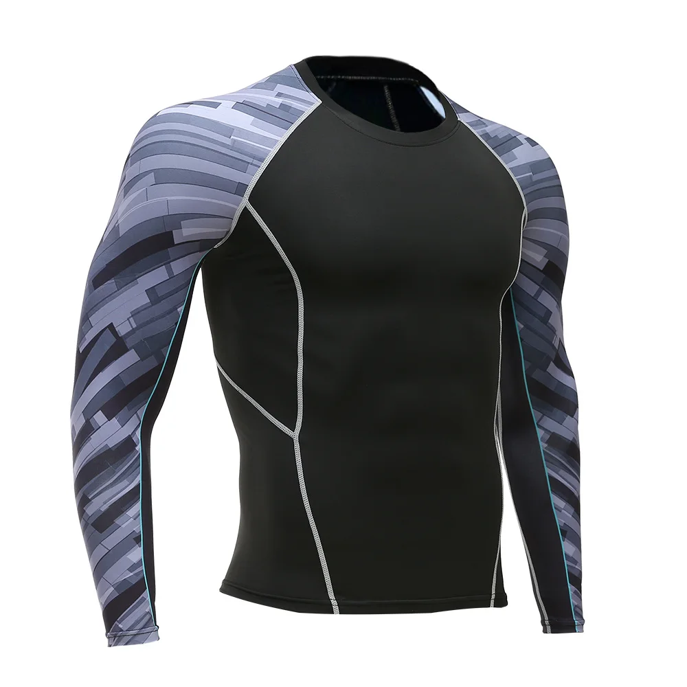 Для мужчин s Фитнес 3D принт с длинным рукавом Велоспорт базовые слои для мужчин обтягивающие термальные майки компрессионные рубашки ММА тренировки базовые слои - Цвет: 7