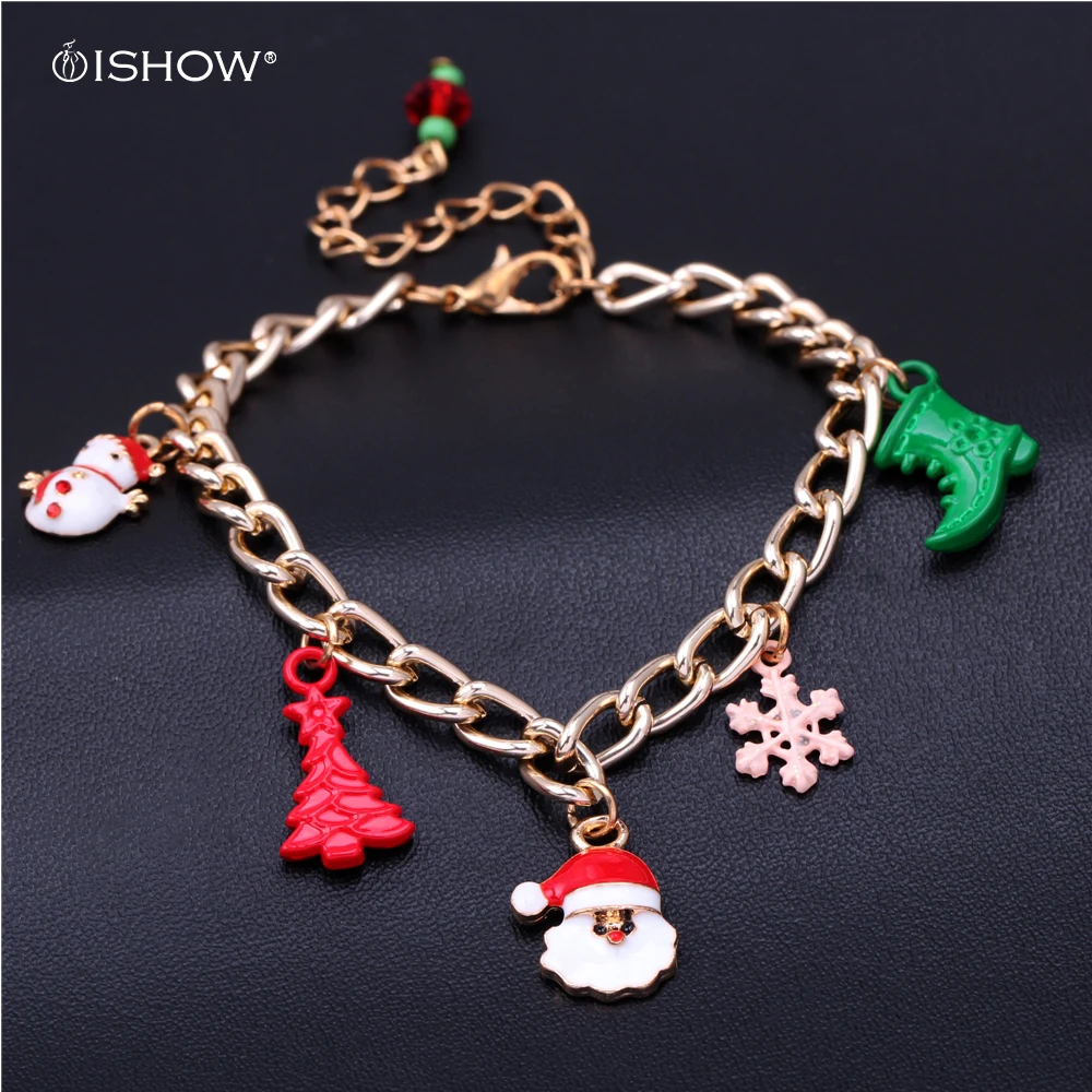 Hot Christmas Gift Snowflake Christmas Tree Charm Bracelets For Women Hot Christmas Presents