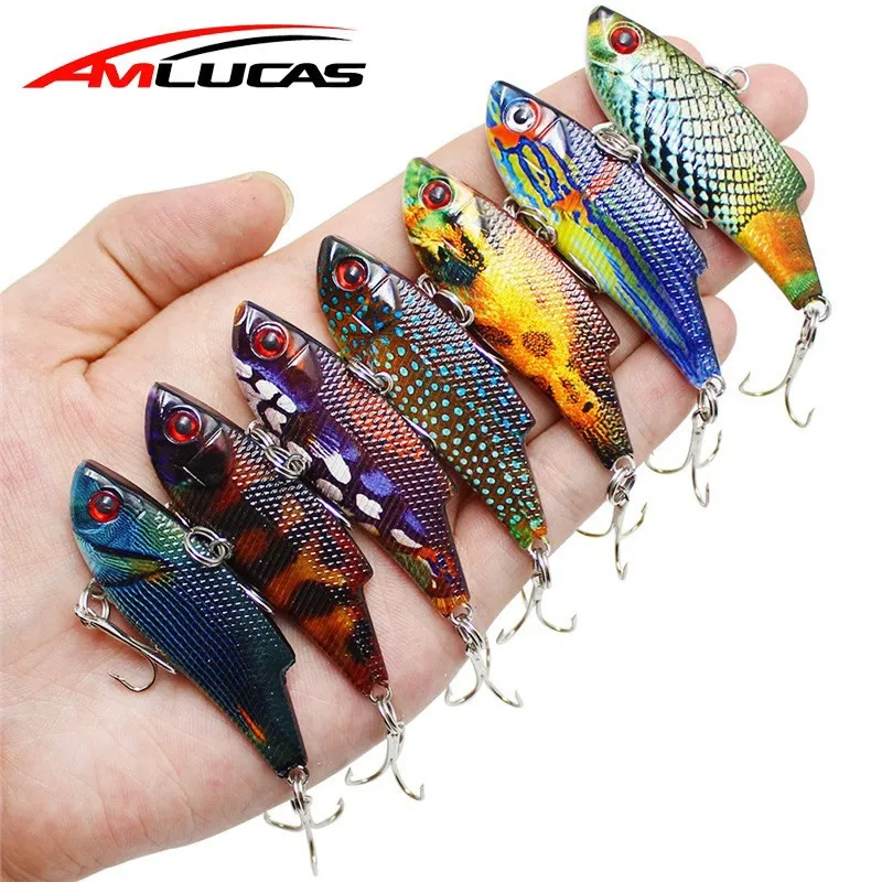 

Amlucas 5.5cm 10g Vib Fishing Lure Hard Baits with Lead Inside Artificial Bait for Fishing Tackle Sinking Fish Wobbler WW58