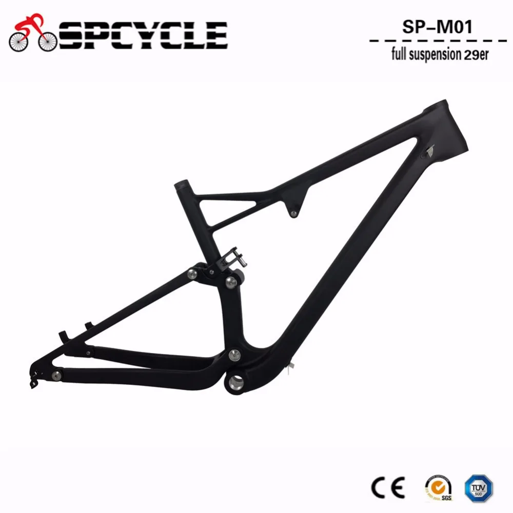 

2019 New 29er Carbon Full Suspension MTB Mountain Bike Bicycle Frames T1000 29er Full Suspension MTB Carbon Frames 15"/17"19"