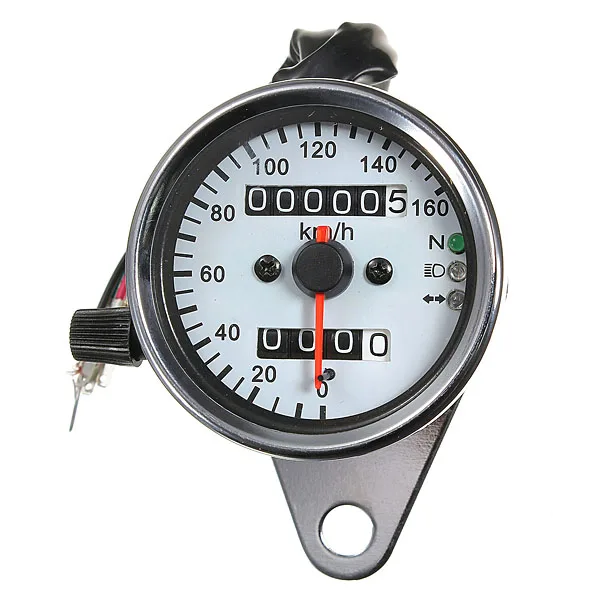 Universal Motorcycle Dual Odometer Speedometer Gauge LED Back light Signal in Speedometers from