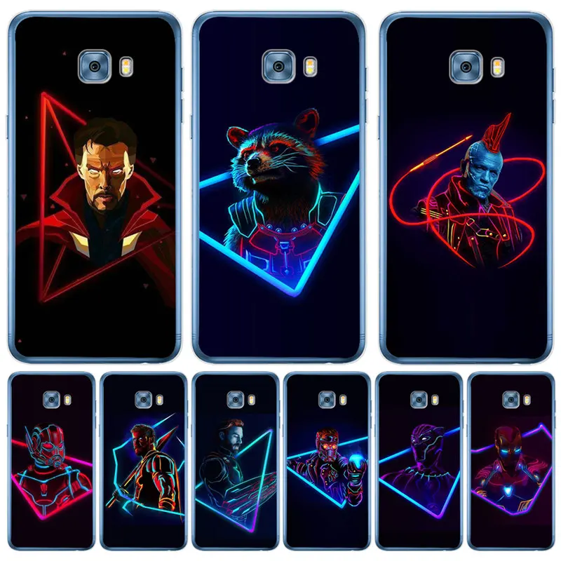 Роскошные Marvel для samsung Galaxy A9 A8 A7 A6 A5 A3 чехол силиконовый чехол, корпус Etui Железный человек Тор hero ракета