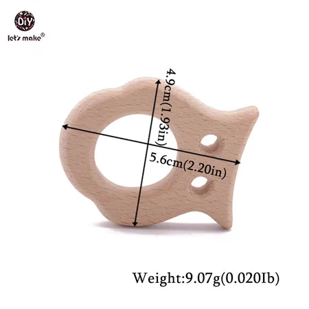 Let's Make 1PC Baby Teether Animal Wood Rings Elephant Camera Heart BPA Free Wooden Teether Nursing Accessorie Teething Toys owl
