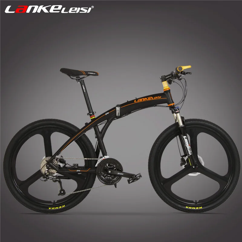 Clearance 26 Inch Folding Mountain Bike,  27 Speed, Oil Disc Brake, Integrated / Spoke Wheel MTB,  Suspension Fork 3