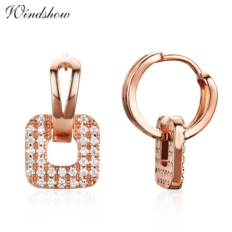 

Square Charm Cluster CZ Loops Huggies Round Circle Small Hoops Earrings For Women Gold Color Jewellery Aros oorbellen orecchini