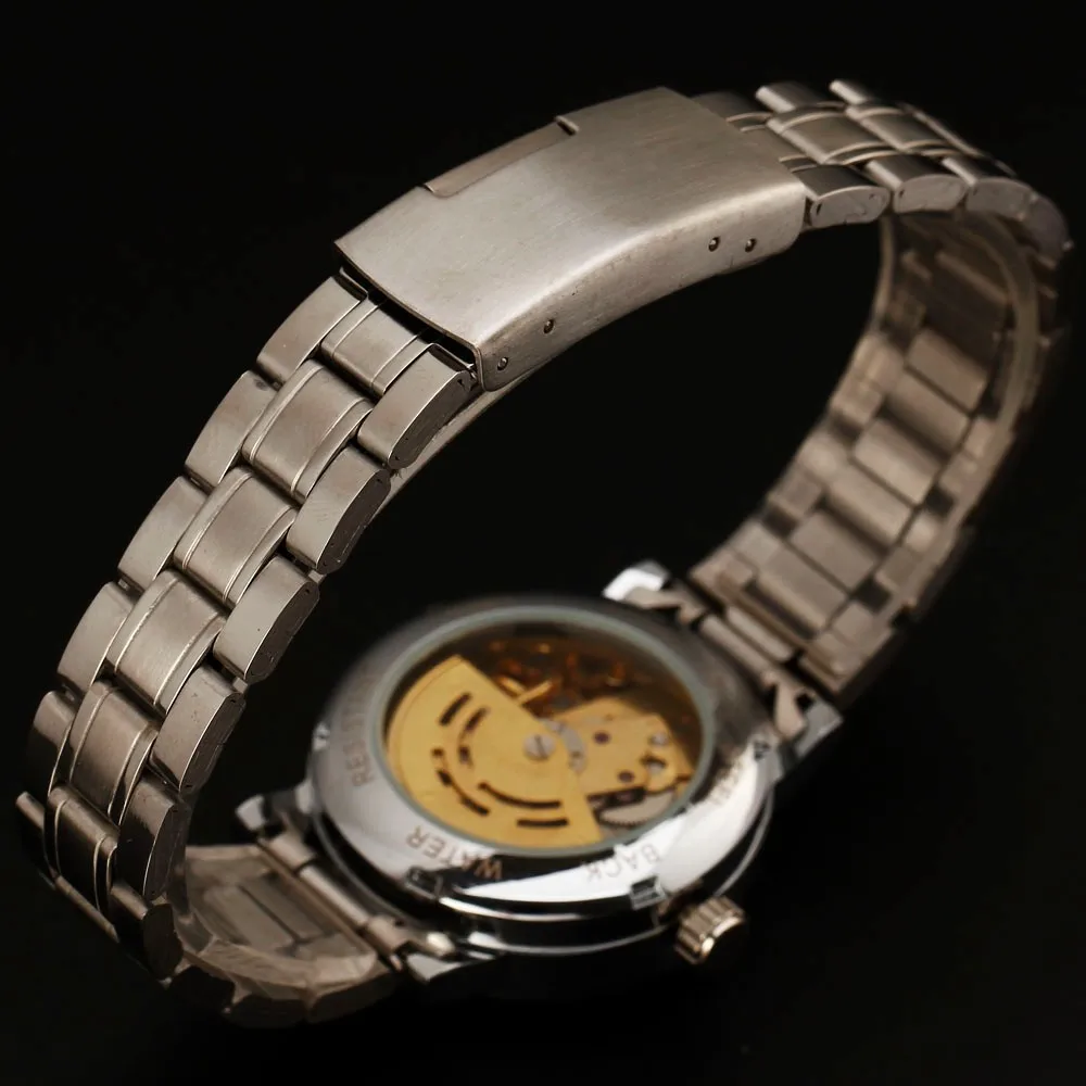 Relogio Masculion WINNER мужские роскошные брендовые новые черные мужские наручные часы со скелетом из Нержавеющей Стали Античные часы в стиле стимпанк