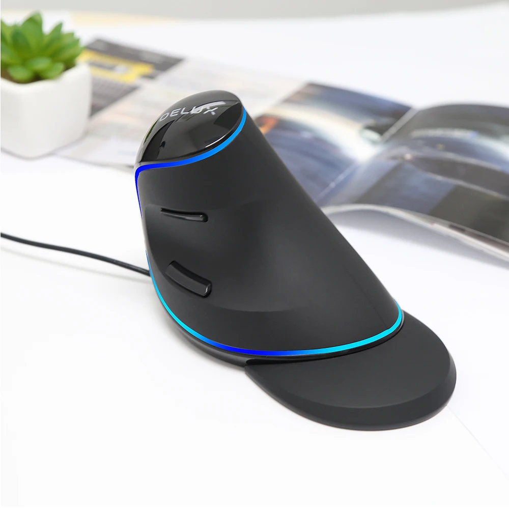 Delux M618 PLUS эргономичная Вертикальная игровая проводная мышь 4000 dpi оптическая RGB