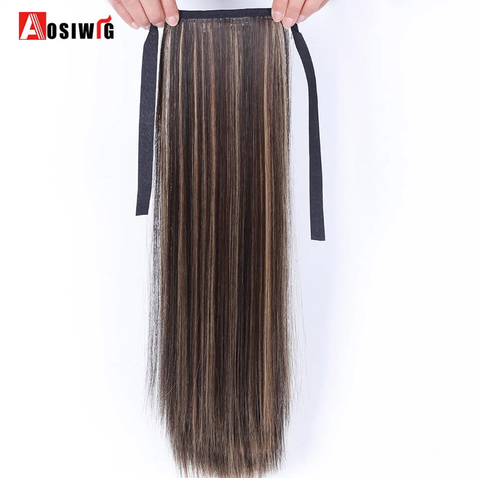 AOSIWIG Heat Resistant Synthetic Hair Fiber 55cm Straight Ribbon