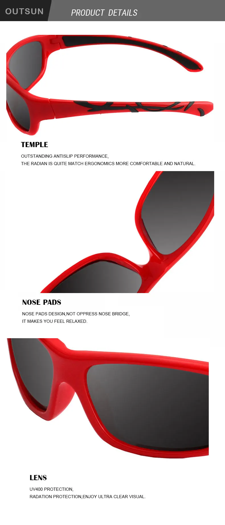 OUTSUN детские солнцезащитные очки поляризованные мальчиков и девочек Tr90 Frame Light Вес детские очки солнцезащитные очки УФ-защита Óculos