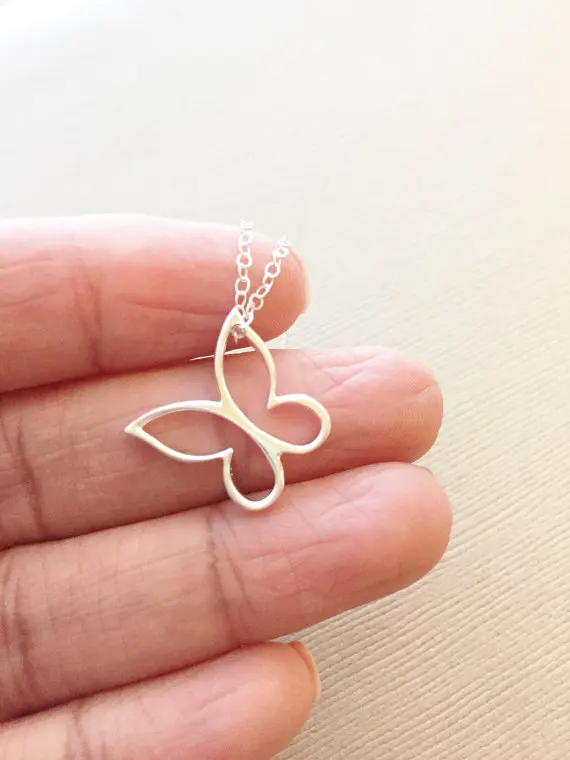 30PCS Hollow Outline Butterfly Necklace Open Butterfly Wing Pendant