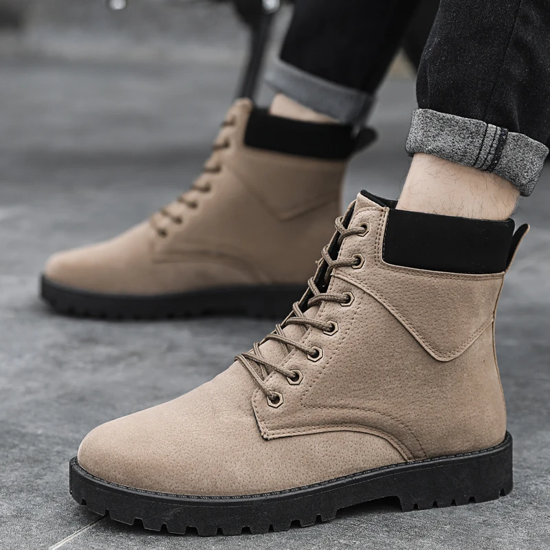 

Tide Shoes2019 Winter New Boots Men's Shoes Breathable Rubber Martin Boots Artificial Short Plush Suede Straps Short Tube