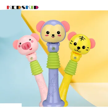 

Color random new arrival kid infant Hand gum mini smiling baby toy BB bar rattle crinkle rings hang for child gift