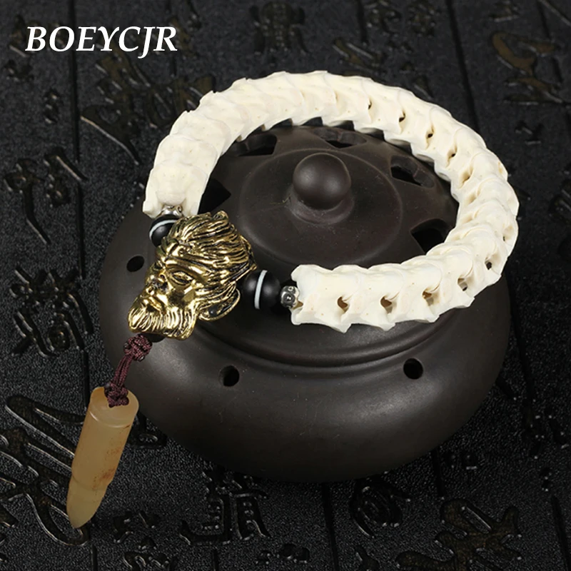 

BOEYCJR Thailand 100% Natural Snake Bone Bangles & Bracelets Ethnic Jewelry High Quality Horny Bullet Bracelet For Women or Men