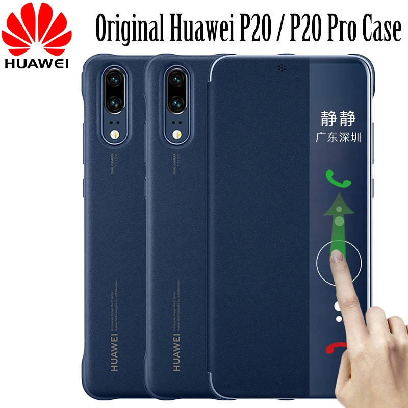 

Original Huawei P30 Pro Cover Case Huawei P20 flip Case PU Leather Official case Huawei P20 Pro Smart View touch Flip phone case