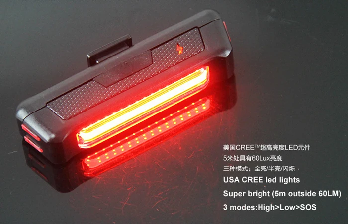 LED USB Перезаряжаемые фар головка вспышки света Велосипедный Спорт велосипед MTB Стоп задний фонарь супер свет 6 режимов 100lm