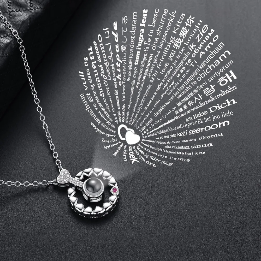 

I Love You 100 Languages Necklace for Woman Rose Gold Silver Chain Necklaces Jewelry Memory Love Ladies Gifts Dropshipping kolye