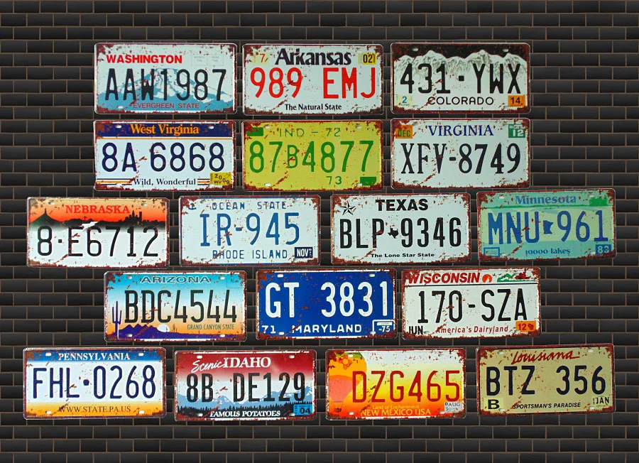 

Retro Metal Tin Signs Car Number License Plate Vintage Wall Art Painting Plaque Poster Car Garage Home Decor Metal Signs