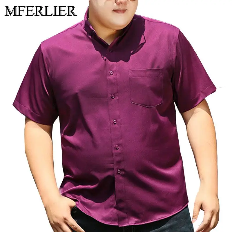MFERLIER лето для мужчин рубашки для мальчиков бюст 148 см 5XL 6XL 7XL 8XL плюс размеры короткий рукав повседневное Блузы больших размеров 2 цвета