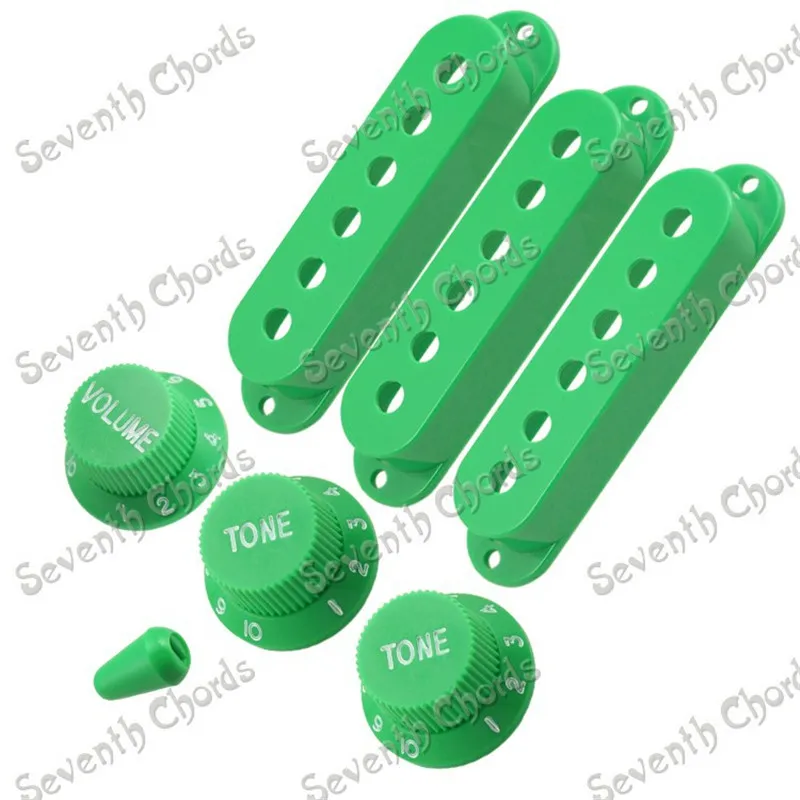 

Green Guitar Parts Set Switch Tip Single Coil Pickup Cover 1 Volume 2 Tone Knobs for Electric guitar accessories