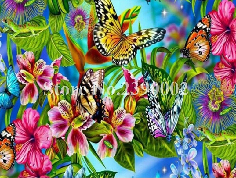 Цветы бабочка 5D Сделай Сам алмазная живопись полная квадратная мозаика Смола ручная вышивка мозаика 3D наборы для вышивки крестиком год - Цвет: Q